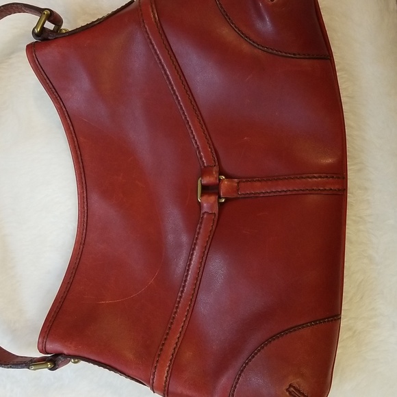 GUCCI RED leather calfskin Reins hobo shoulder bag hardware brass gold tone - Picture 3 of 5